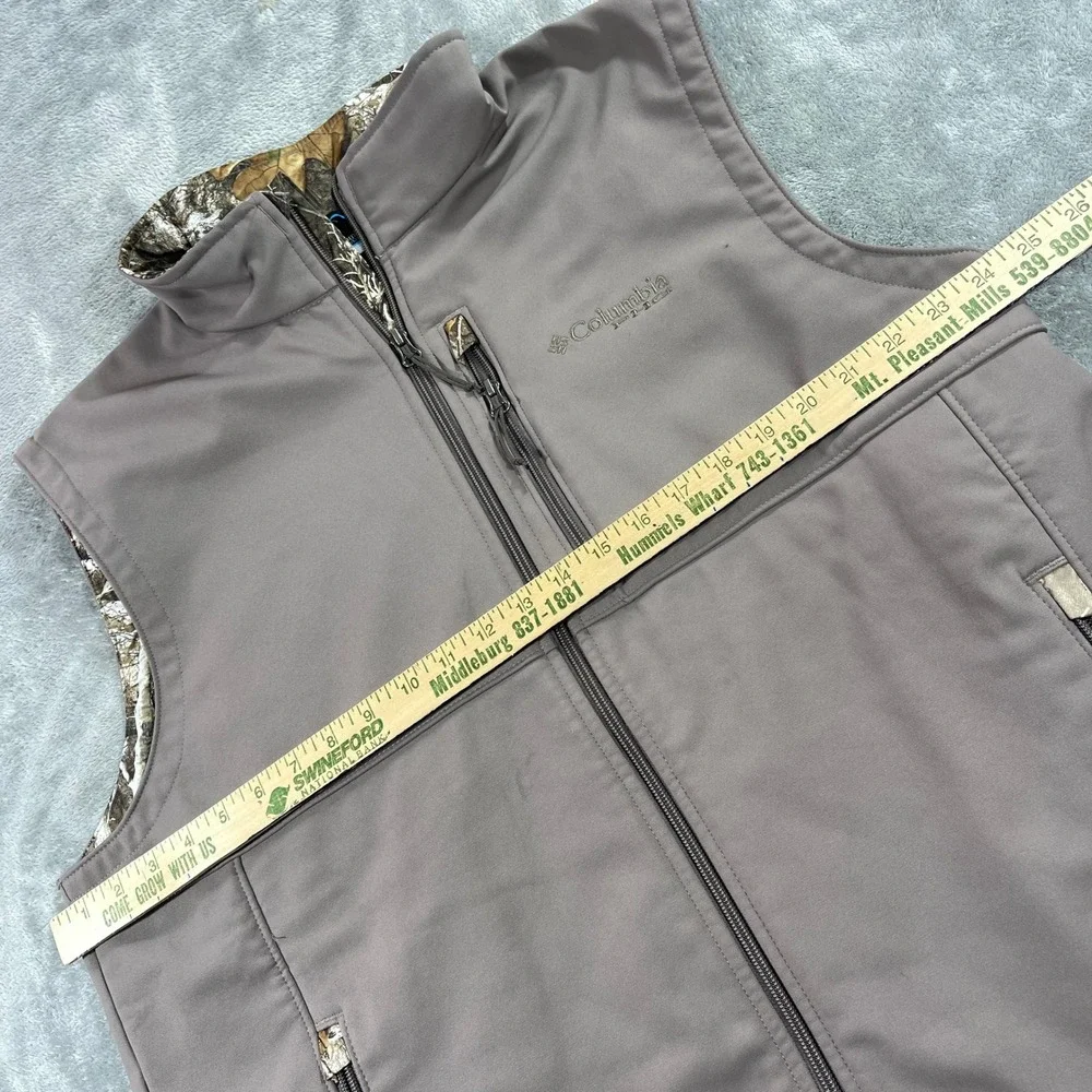 Columbia‎ Softshell Vest Men XL Brown PFG Camo Trim Full Zip HM2775